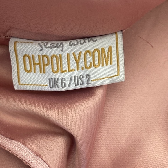 Oh Polly THIGHS THE LIMIT SPLIT SATIN PINK BLUSH Skirt Size 2 - Picture 9 of 12